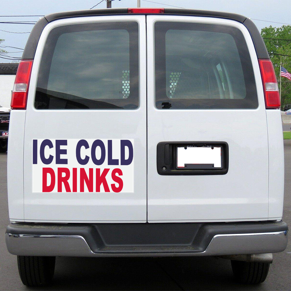 Car Magnet Set of 2 Ice Cold Drinks Blue Red Food Bar Restaurant Food Truck A