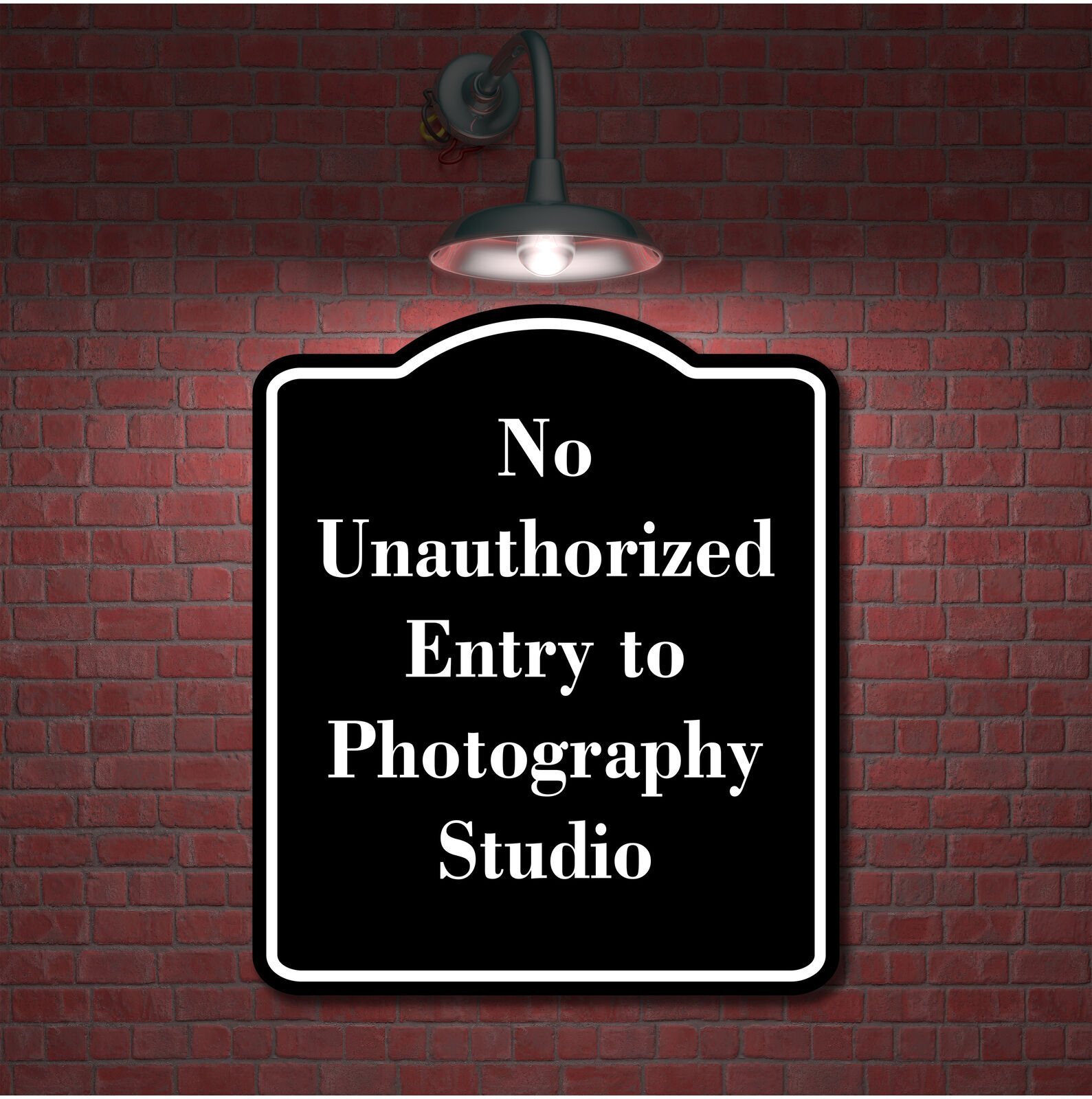 No Unauthorized Entry to Photography Studio BLACK Aluminum Composite Sign