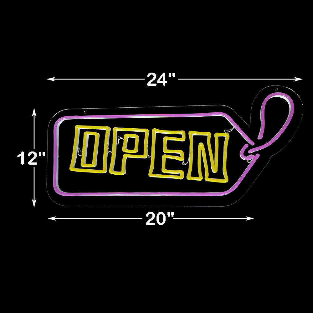 20&Prime;x12&Prime; LED Neon Open Sign Light for Store w/ ON & Off Switch Acrylic Background