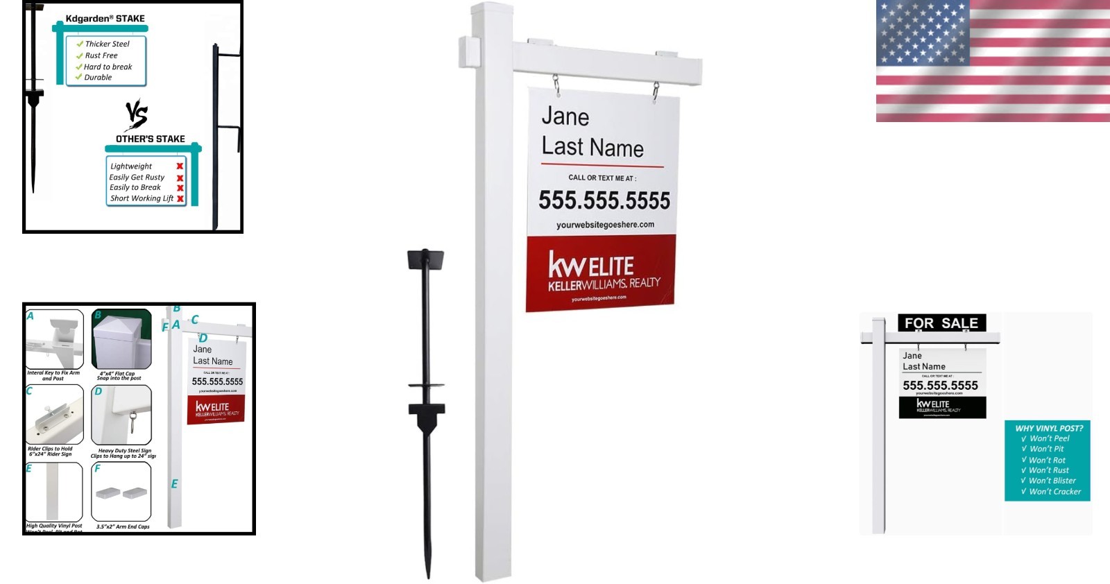 Vinyl PVC Real Estate Sign Post 6ft. Tall – White