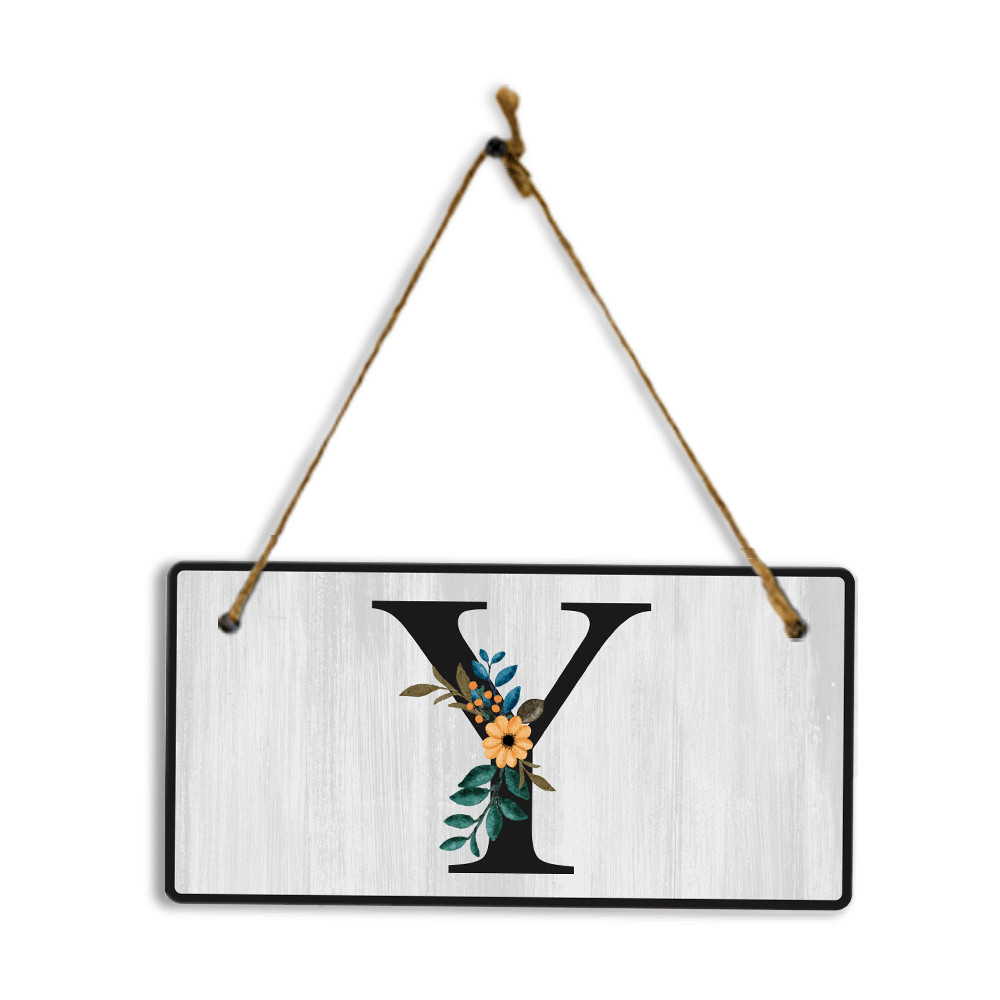 Y Flower Decor 5×10 Hanging Wall or Door Sign | Alphabet Letter Room Decoration