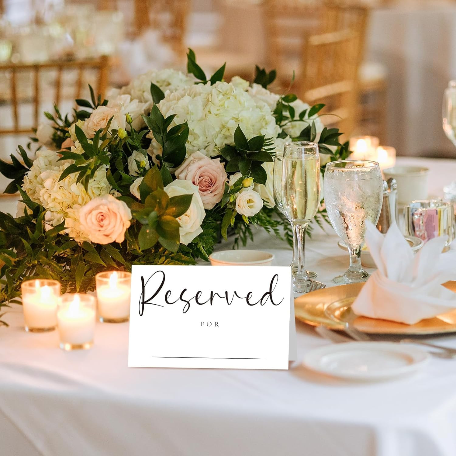 40Pcs Reserved Table Signs with Name Line 4X6In Reserved Seating Sign Double Sid