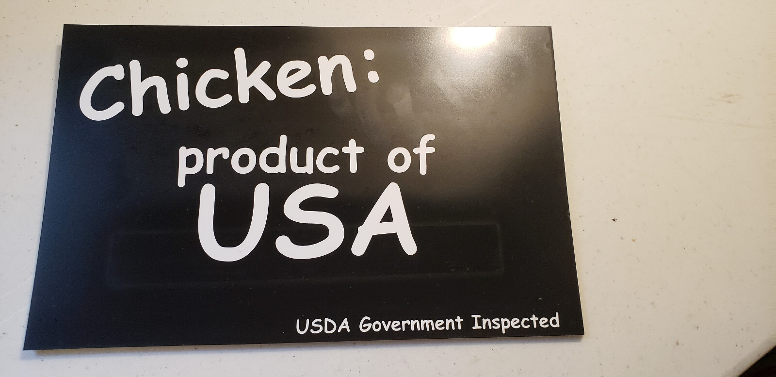 USDA Government Inspected, CHICKEN, Product of USA, Sign, Black/White, 11&Prime;x7&Prime;