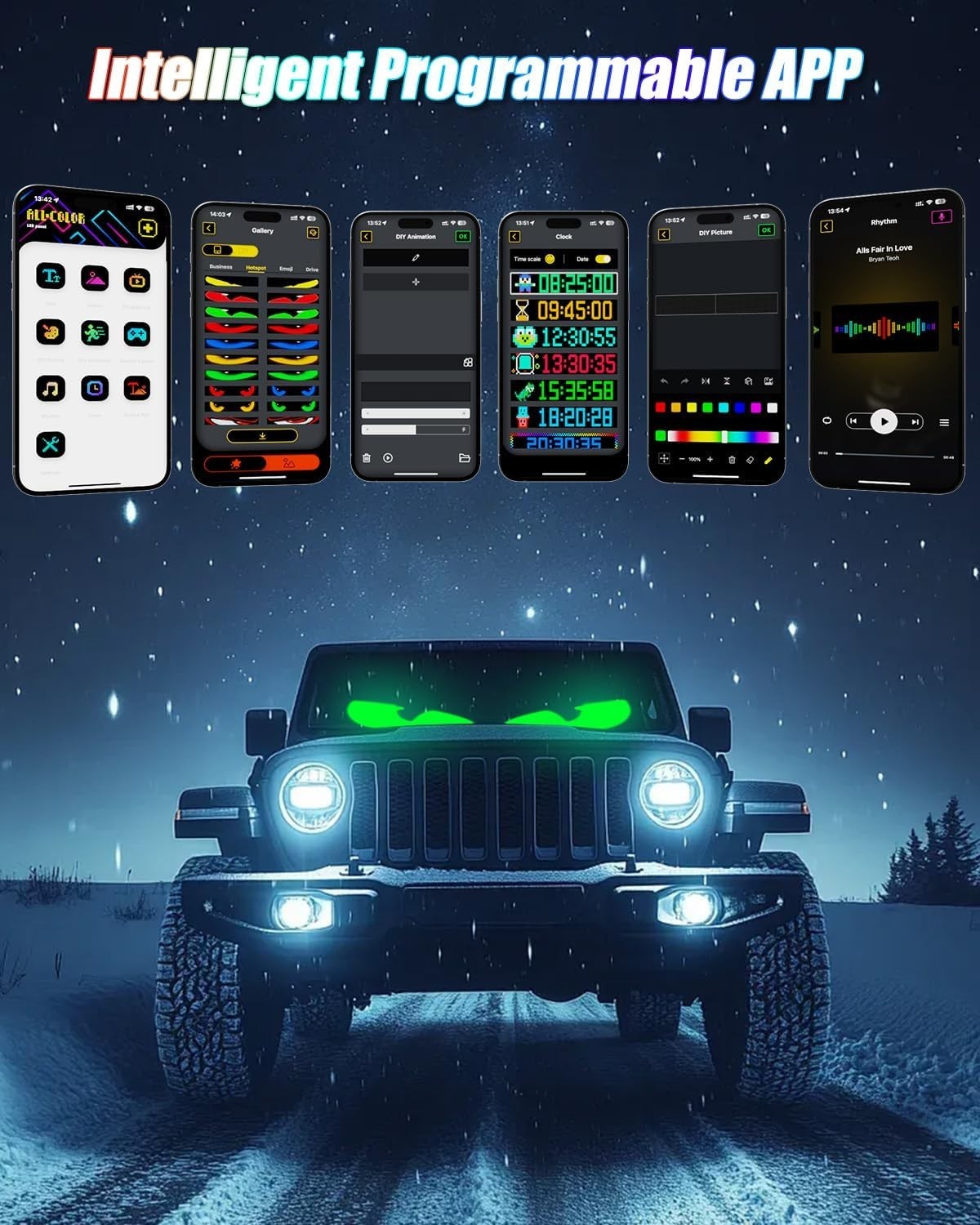 Devil Eyes Light for Windshield,23.4&Prime;x4.7&Prime; Car Programmable LED Eye…