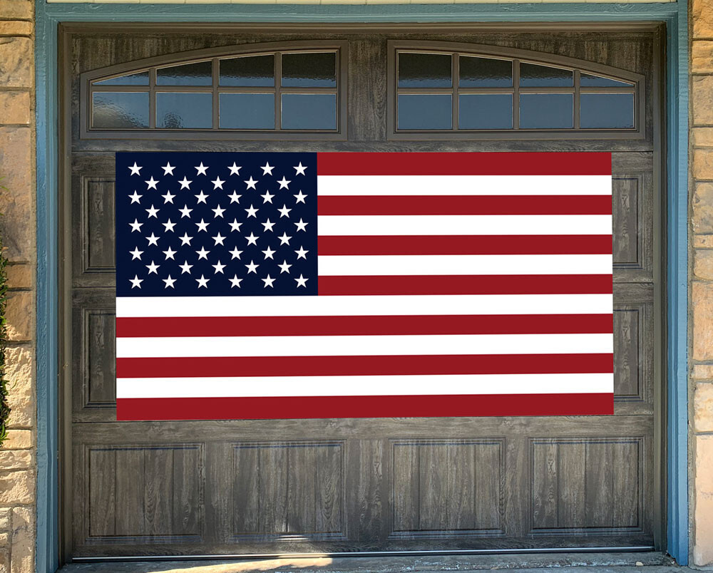 US Flag 42&Prime; x 78&Prime; Magnetic Garage Banner For Steel Garage Doors