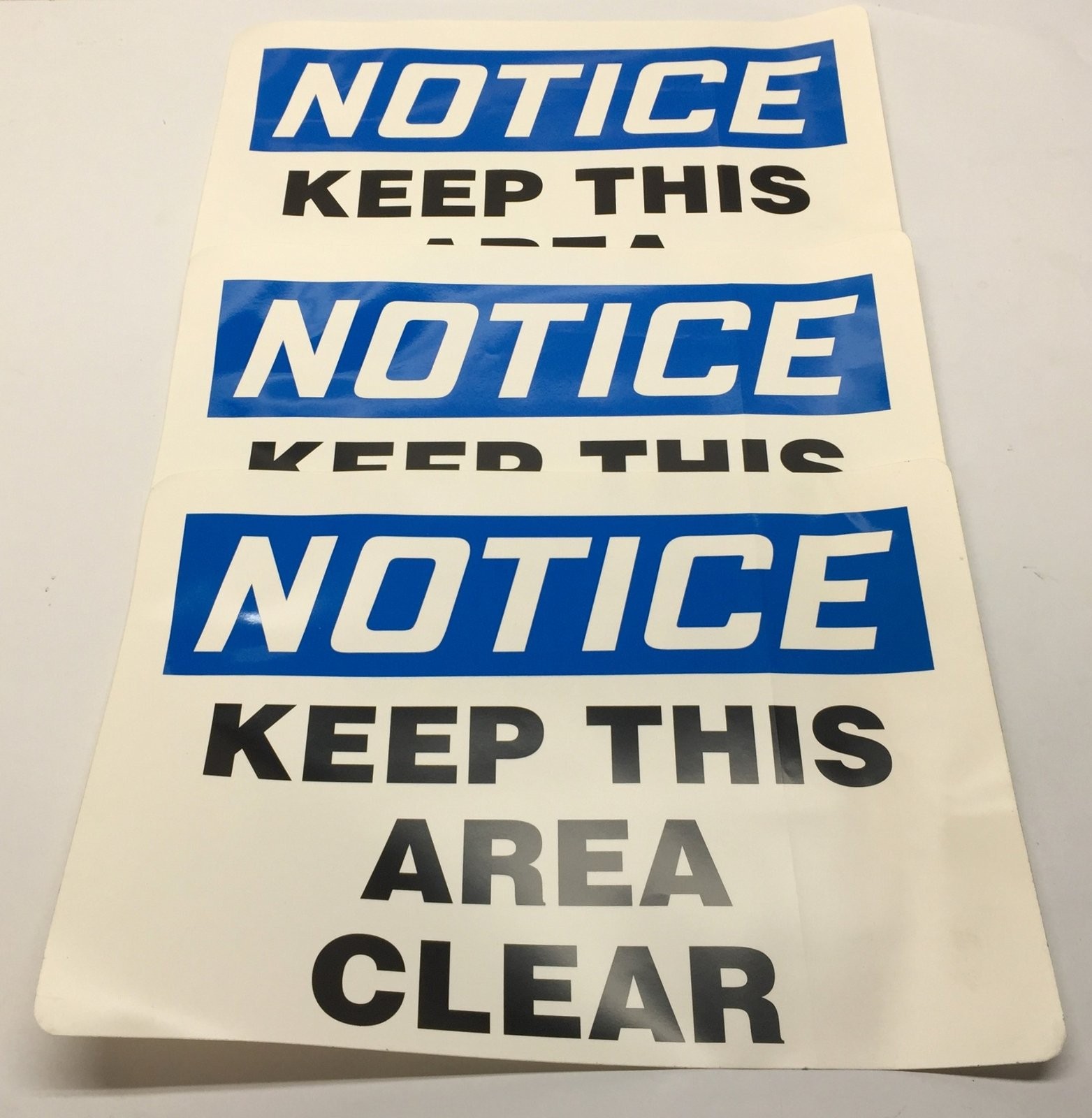 Unbranded 14&Prime;x10&Prime; « Keep This Area Clear » Adhesive Back Decal [Lot of 3] NOS
