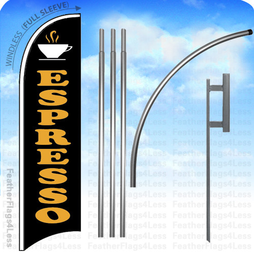 ESPRESSO – Windless Swooper Flag KIT Feather Banner Sign 15&prime; Set – kb