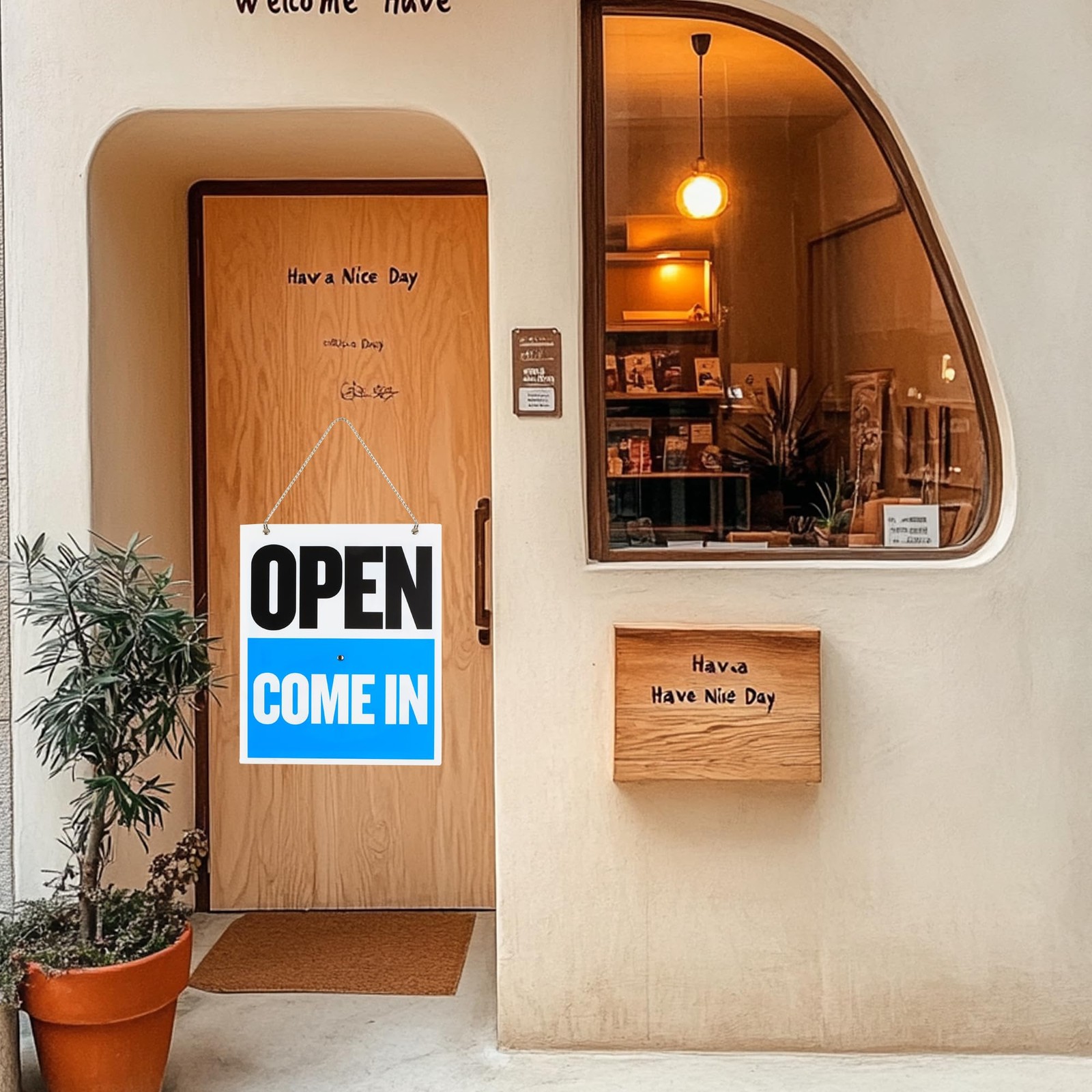 Double Sided Closed/Open Clock Sign with Movable Clock Hands for Hotel Store