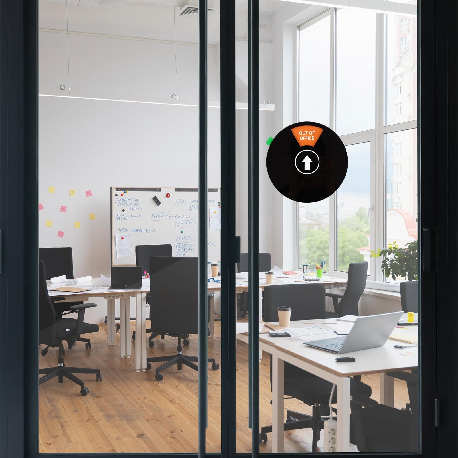 6 Inch Round Black Rotating Office Door Sign 6 Status Do Not Disturb