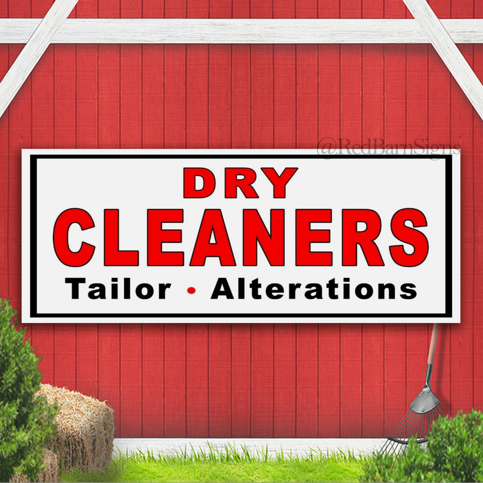 Dry Cleaners Tailor Alterations Indoor Outdoor Banner Sign with grommets