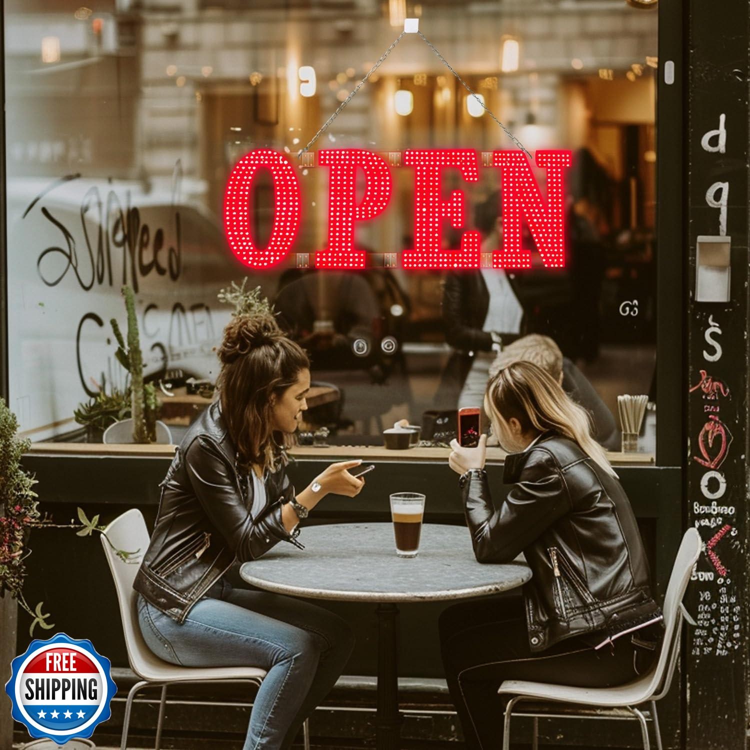 30&Prime; x 10&Prime; Large LED Open Signs with Remote Control 14 Modes Dimmable Open Sig