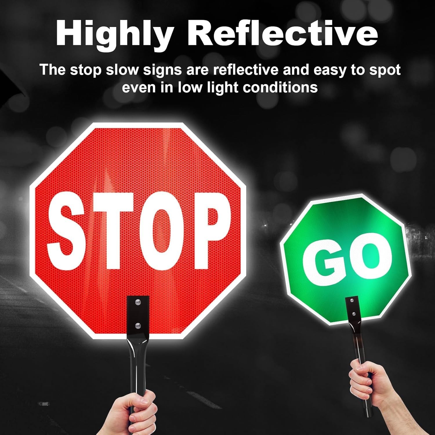 Stop Go Sign with Metal Handle13 x 13 Inches « Stop – Go » Double Sided PaddleR…