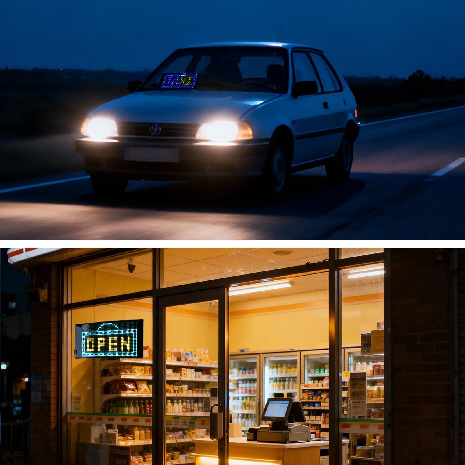 Programmable LED Car Sign 7 »x3 » Bluetooth App Control Scrolling Text Display f