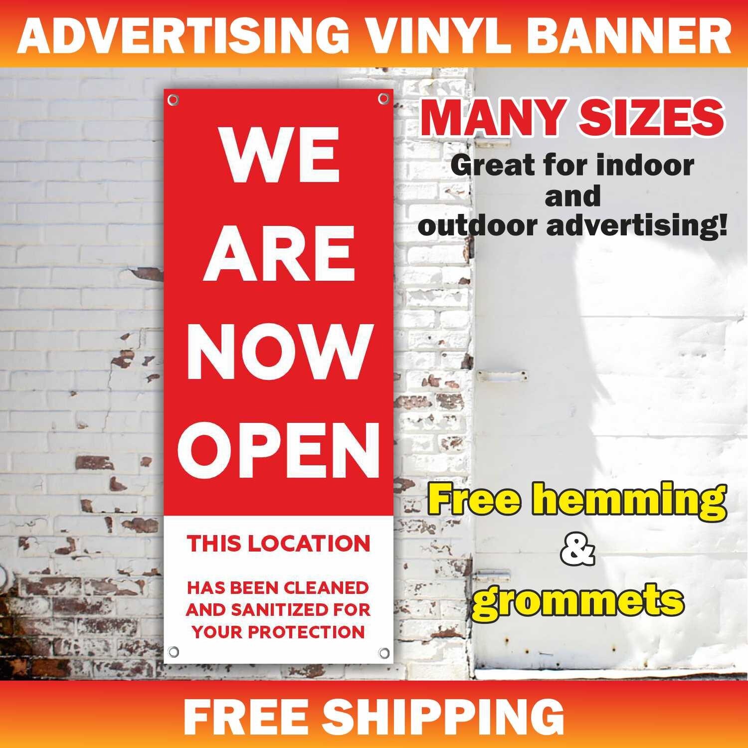 WE ARE NOW OPEN Advertising Banner Vinyl Sign Welcome Grand Opening Retail Store
