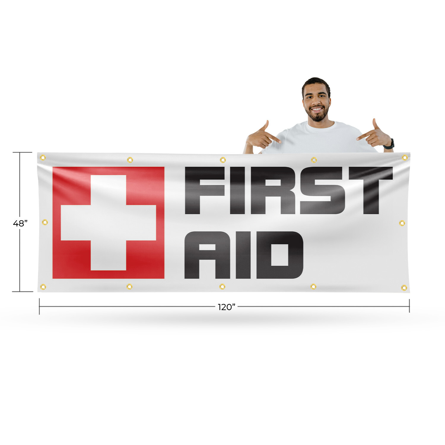 First Aid 13 oz Vinyl Banner Sign with Metal Grommets Heavy-Duty Single-Sided