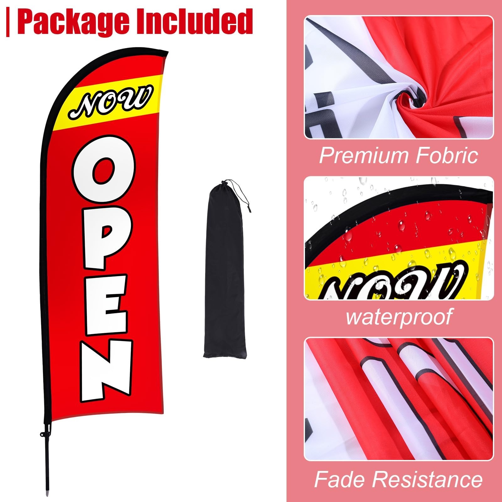 11ft Open Flag Banner for Business Advertising – Feather Flag with Pole & Stake,
