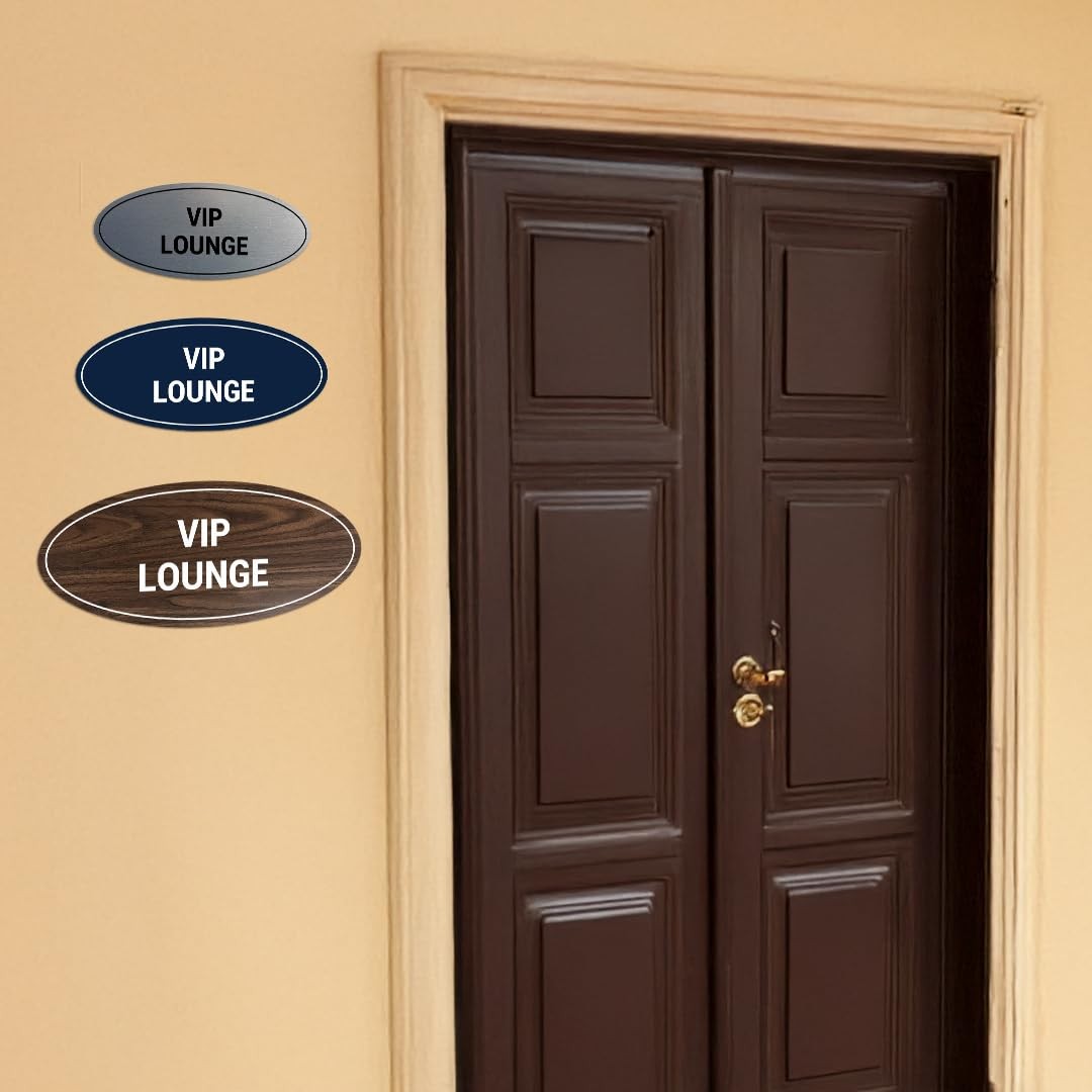 Oval VIP Lounge Door Wall Sign Black Gold Large Acrylic Plate