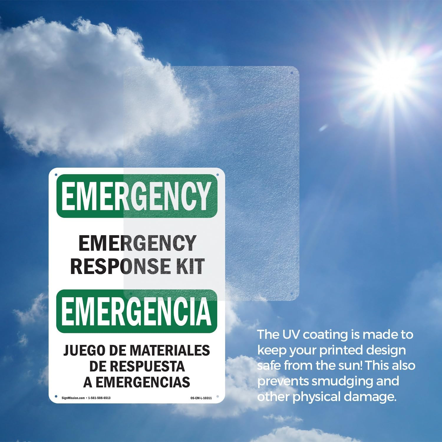 Response Kit Bilingual OSHA Emergency Rigid Plastic Sign 18 Inch X 12 Inch – 10