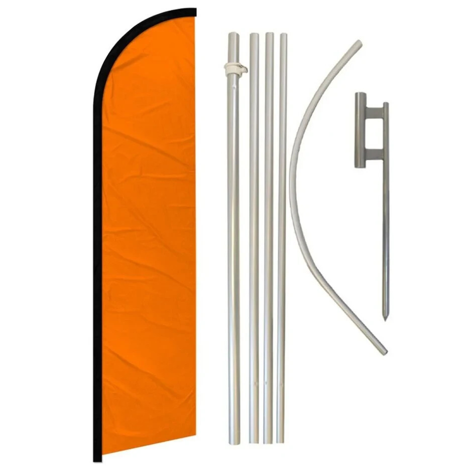 Orange Solid Color Windless Advertising Banner Flag & Pole Kit