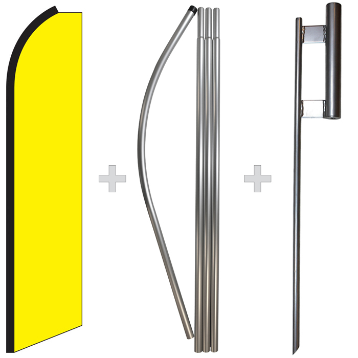 Solid Yellow 15&prime; Tall Swooper Flag & Pole Kit Feather Super Bow Banner