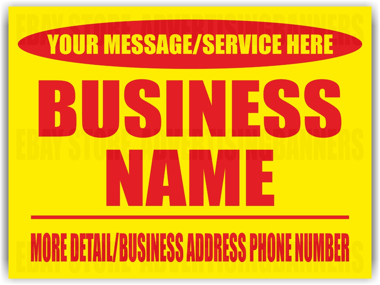 BUSINESS NAME Yard Sign with H-Stakes MESSAGE SERVICE HERE Custom Phone Number