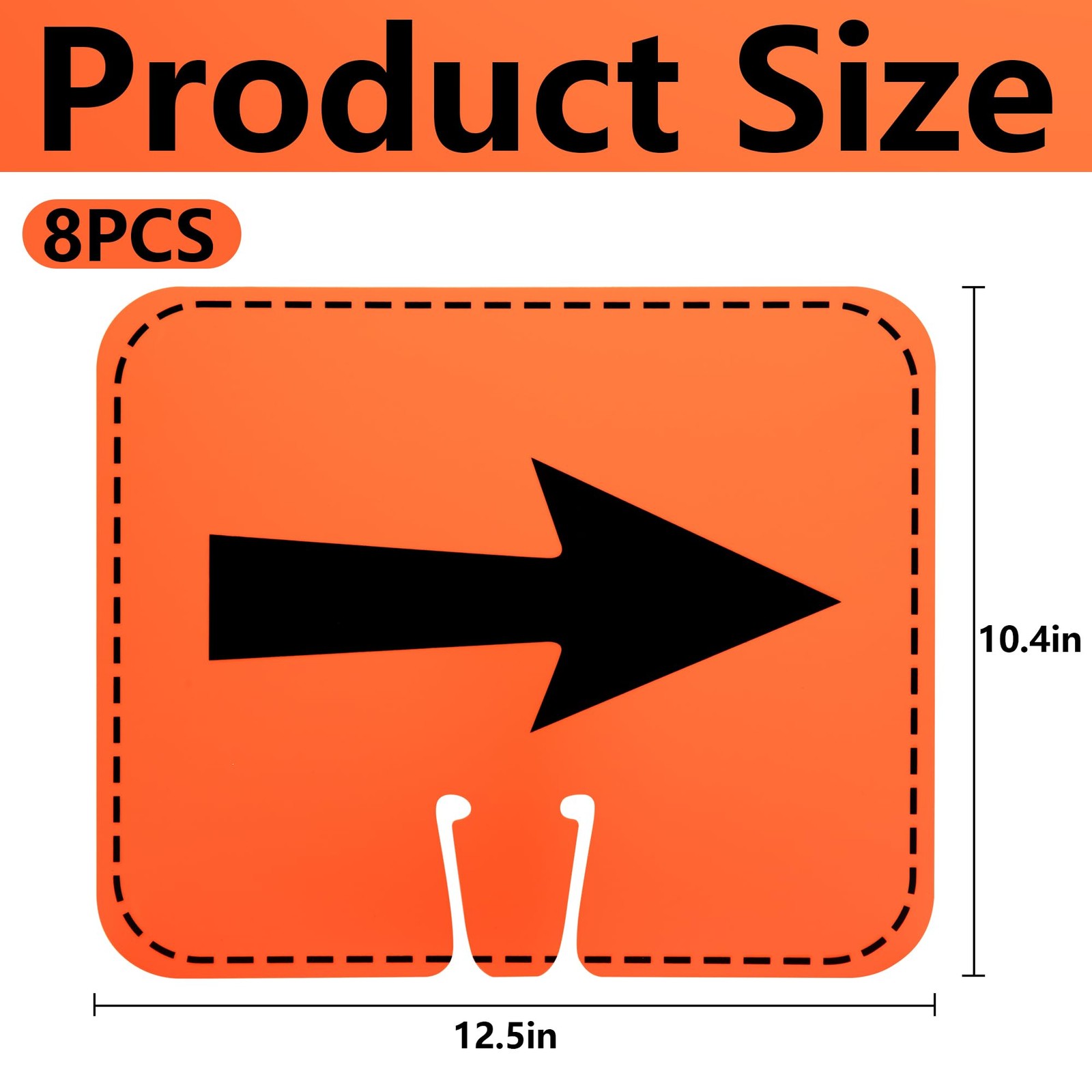 8 Pcs Traffic Cone Arrow Signs, 12.5&Prime; X 10.4&Prime; Reversible Directional Cone Top