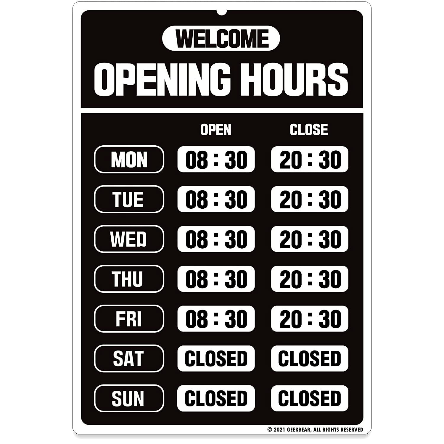Opening Hours Business Sign Store Operation Sign Changeable Open Sign Black