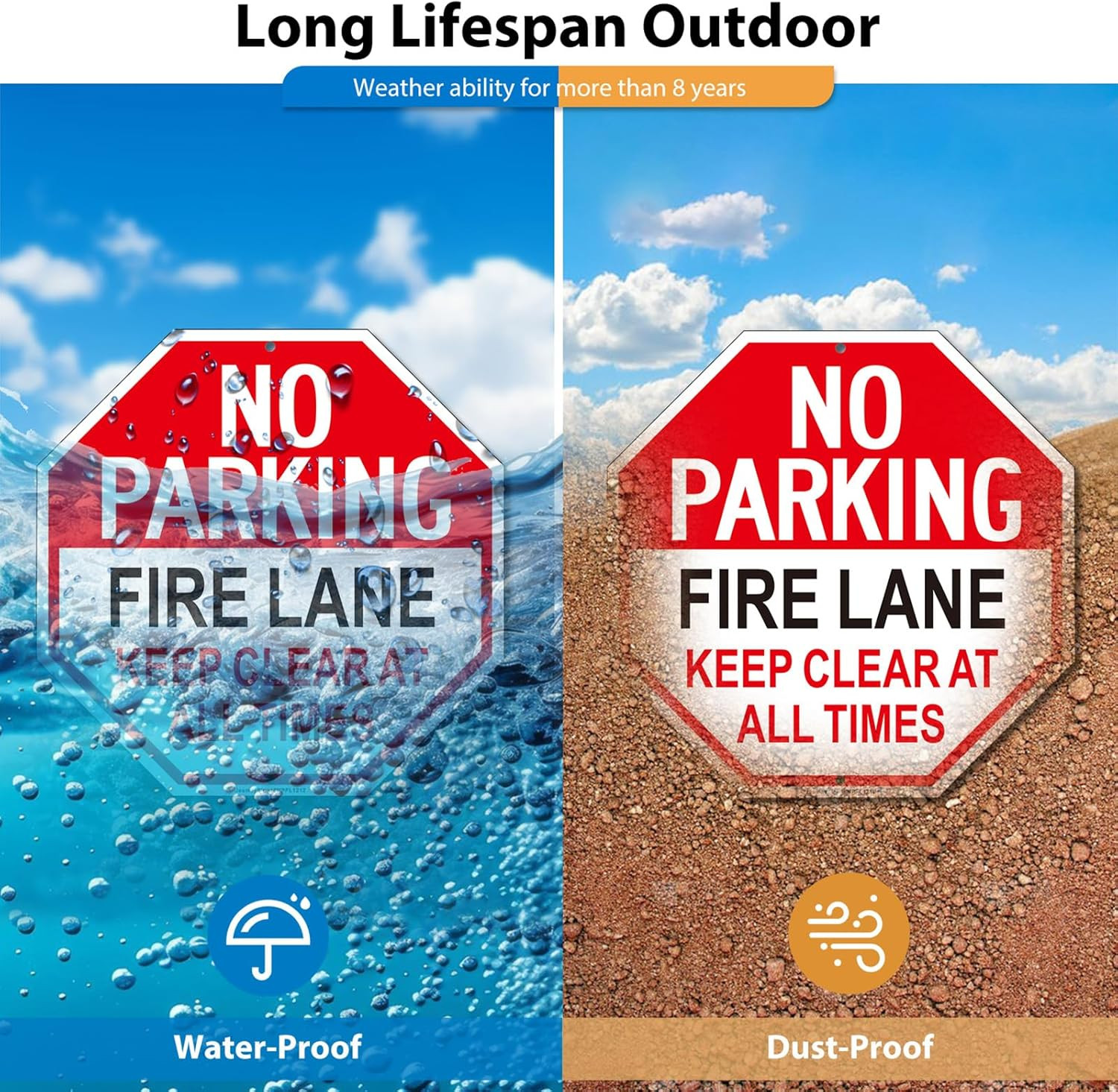 Reflective Fire Lane No Parking Sign – 12&Prime; x 12&Prime; Aluminum, 2 Pack