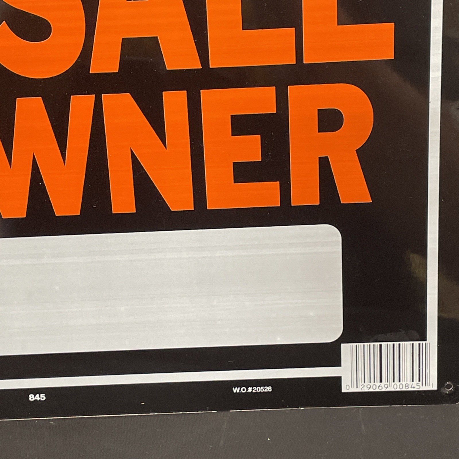 Metal Flexible Sign « For Sale by Owner » Orange Letters Black Background 9 x 14