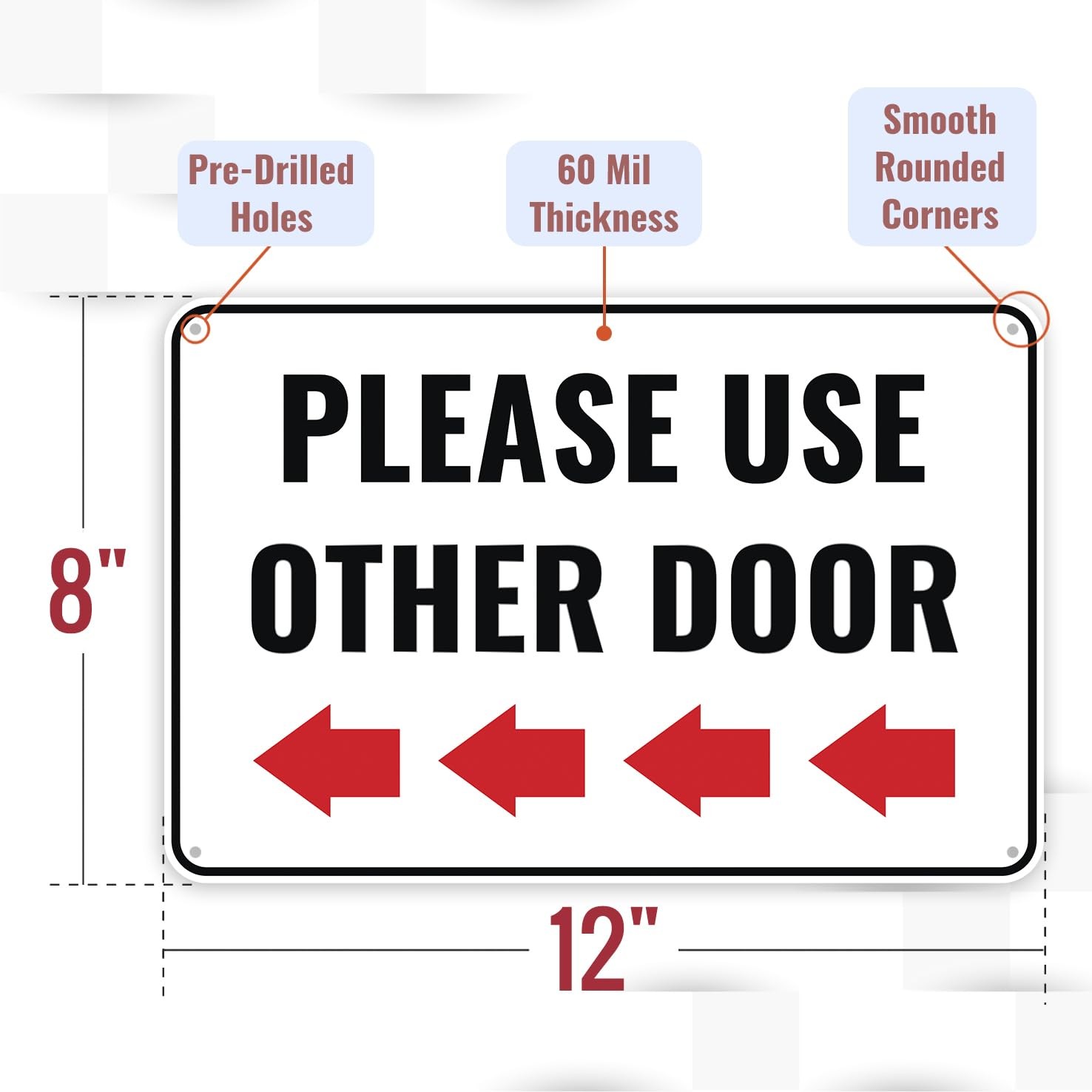 1 PCS Please Use Other Door Sign Left Arrow Aluminum Decor Fits 12×8 Inches