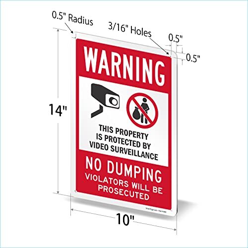 « Warning – This Property Is Protected By 10&Prime; x 14 » Non Reflective Aluminum