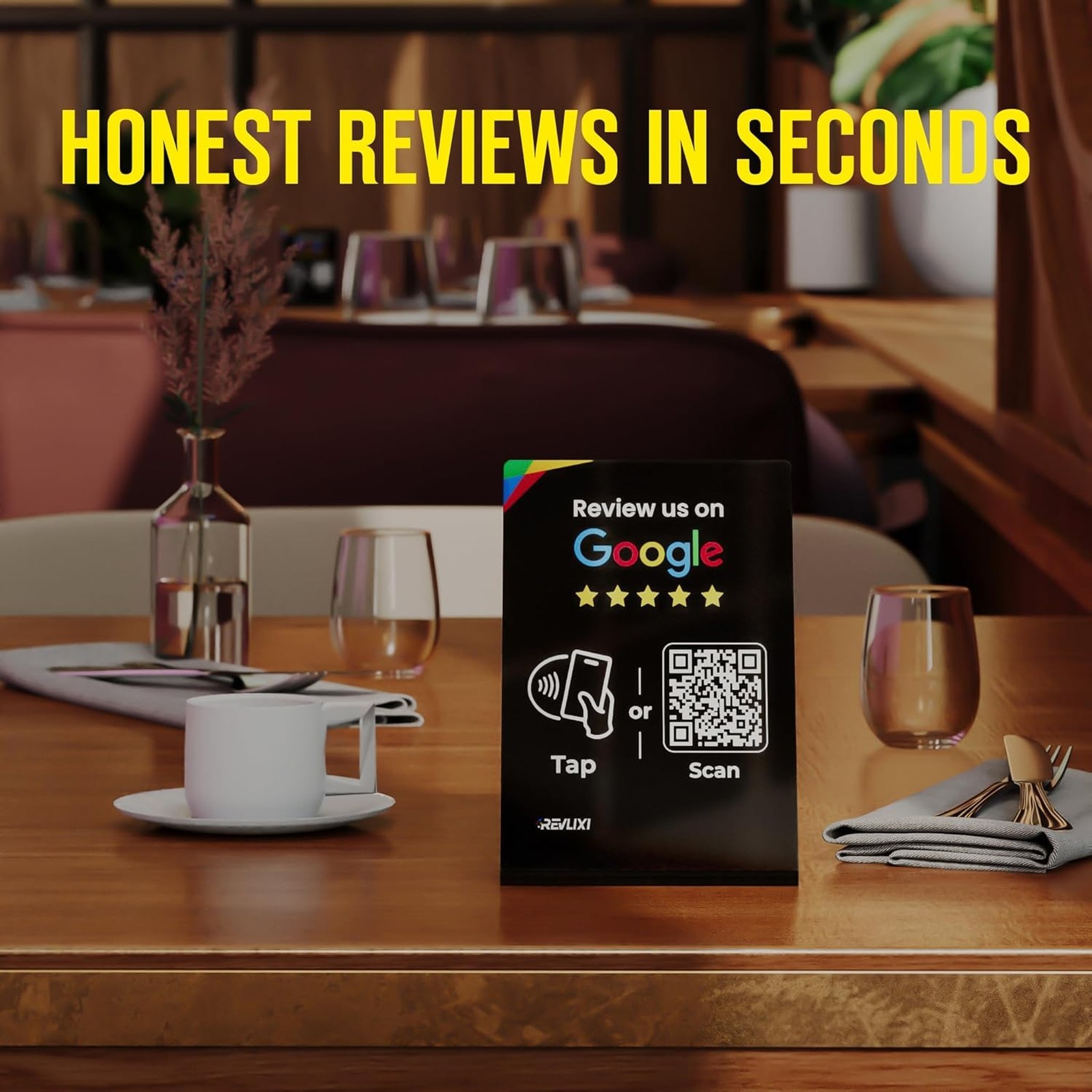 Google Review Stand 3 Pack Reusable NFC QR Code Tap Card for Business Counter