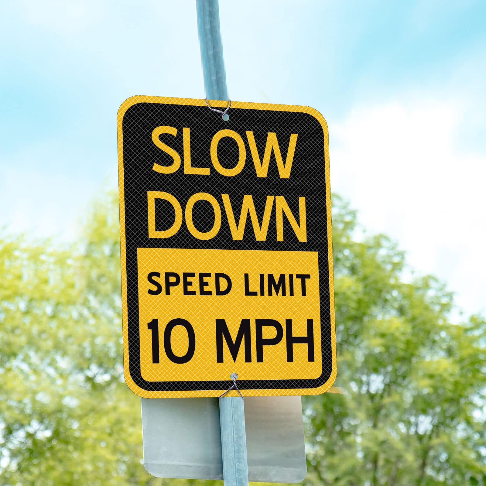 3 Pack 17×12 Inch Slow Down Sign Speed Limit 10 MPH Traffic Sign for Driveway