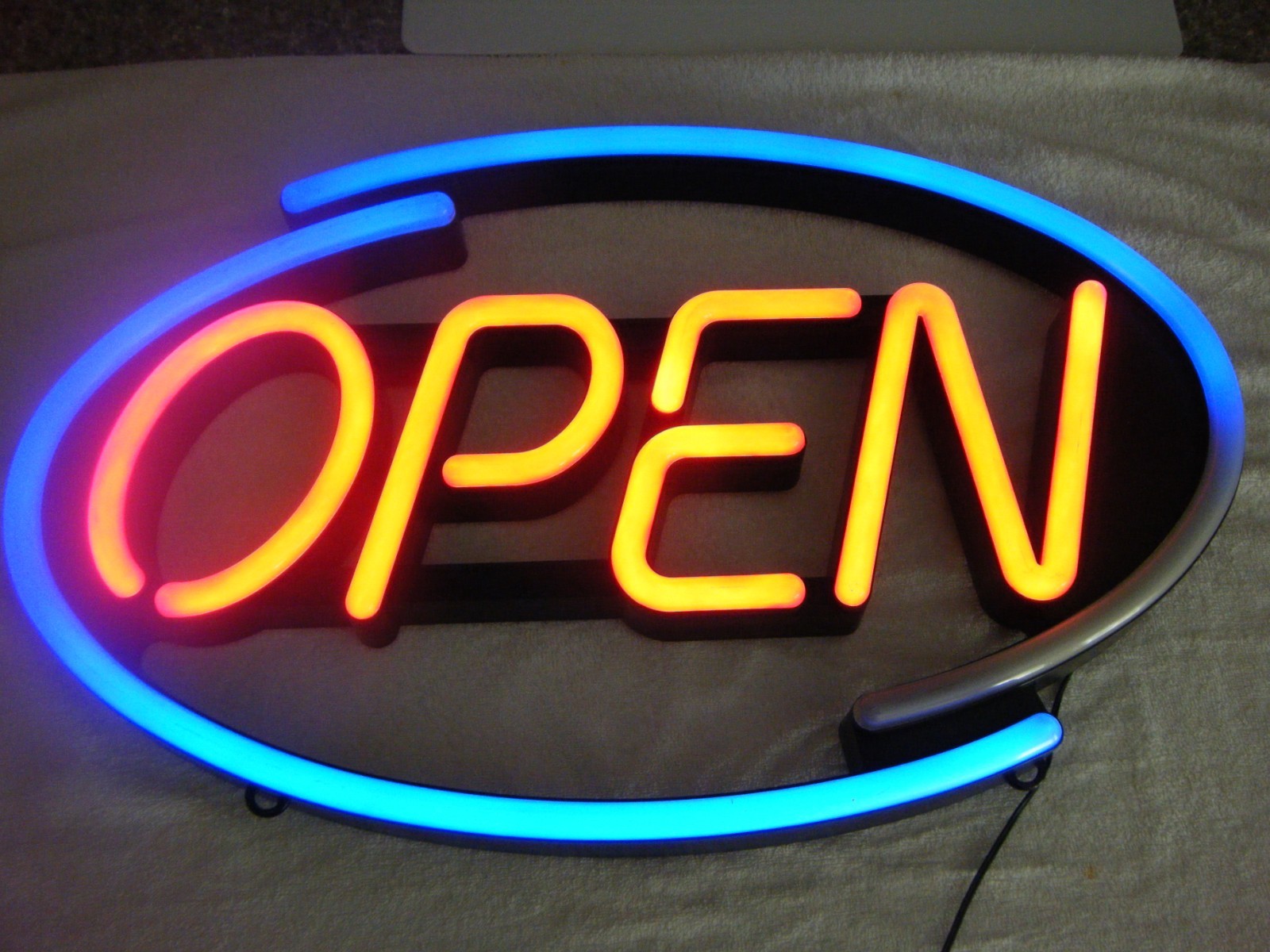 😉 ANIMATED MULTI-COLOR ILLUMINATED RETAIL COMMERCIAL OVAL OPEN SIGN 27” 3PT8
