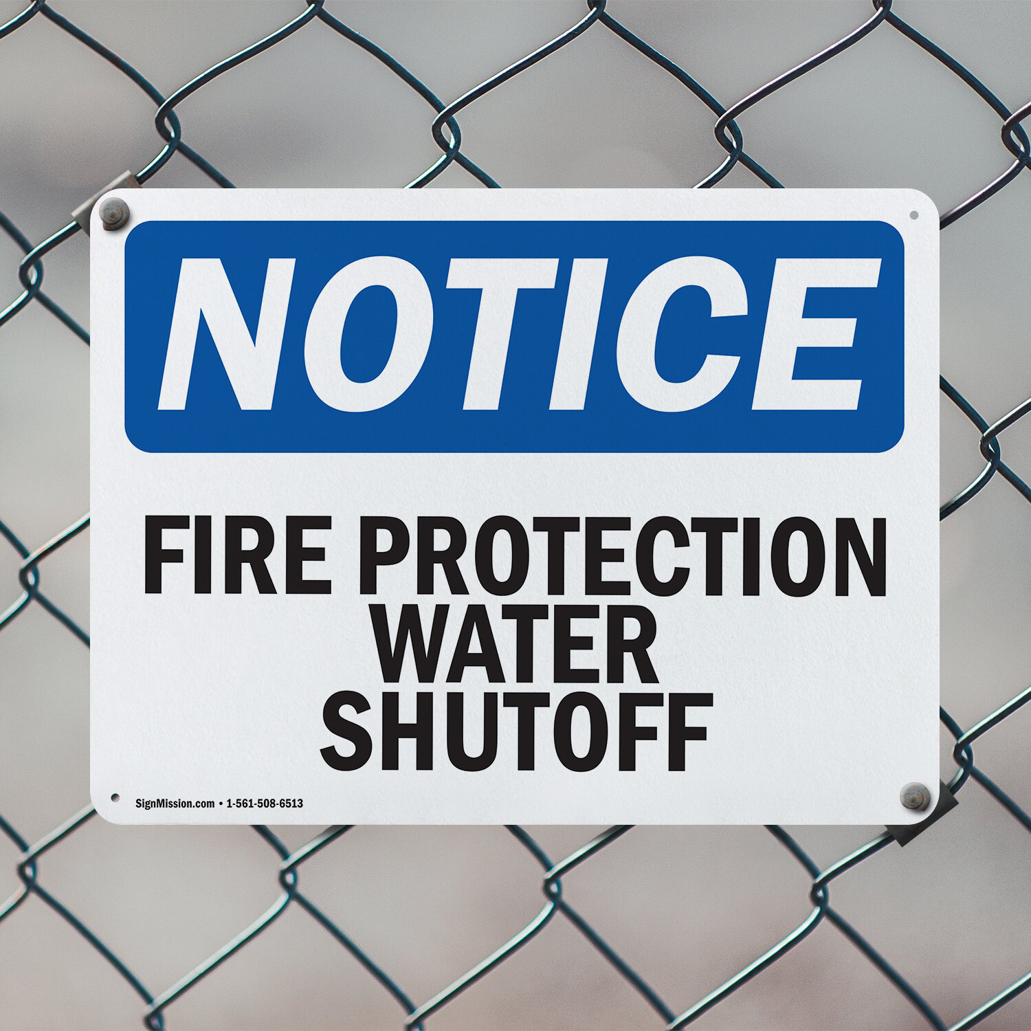(2 Pack) Fire Protection Water Shutoff OSHA Notice Sign Decal Metal Plastic