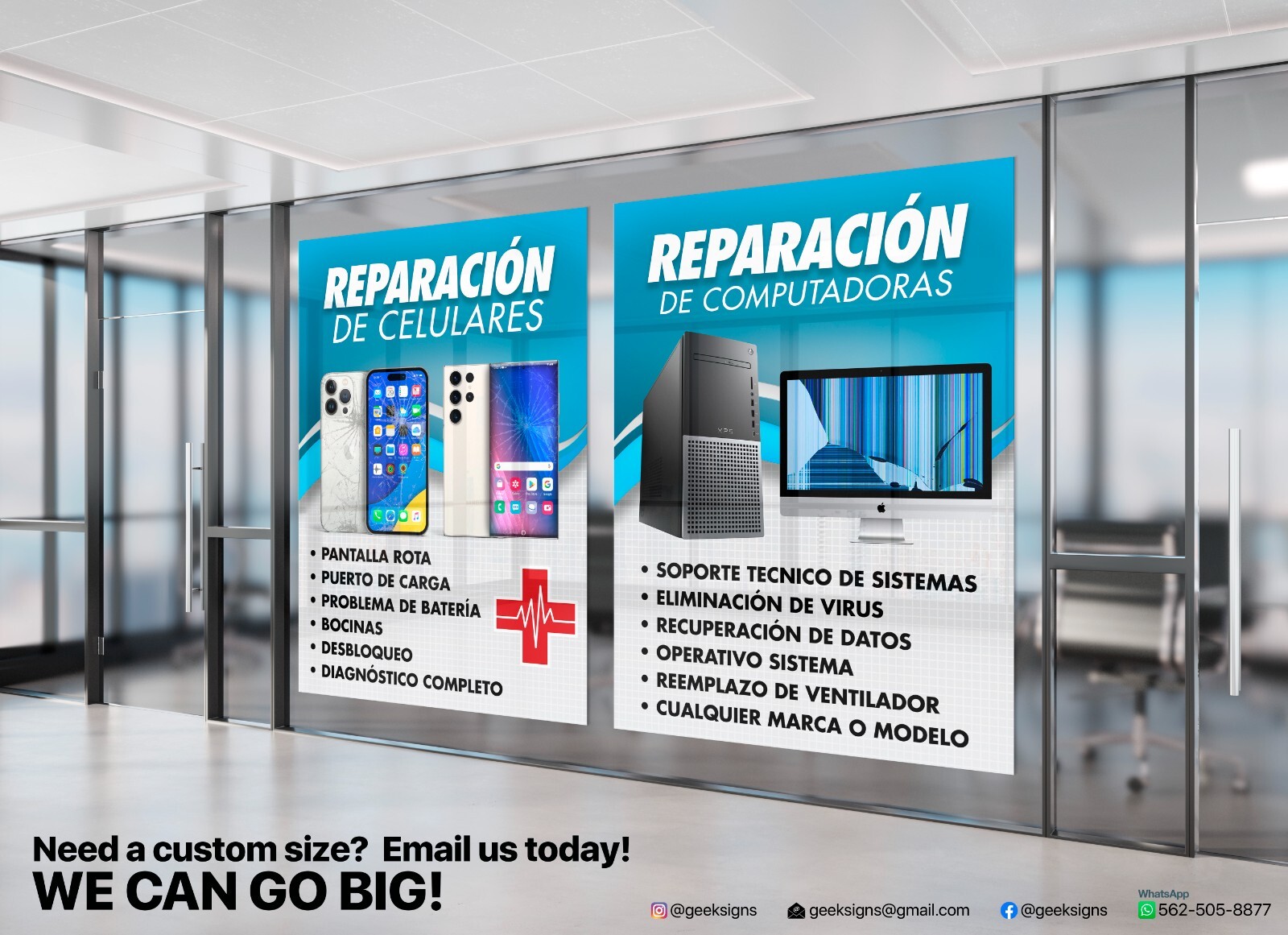 Reparación de celulares Cell Phone Computer Repair banner sign iphone android