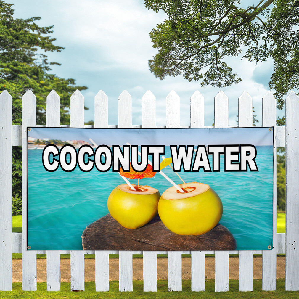 Vinyl Banner Multiple Sizes Coconut Water Food Fair Restaurant Cafe Market