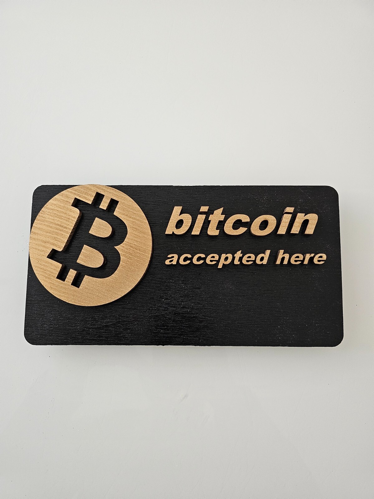 BTC Accepted Here Sign – 3D Premium Wooden Crypto Business Display