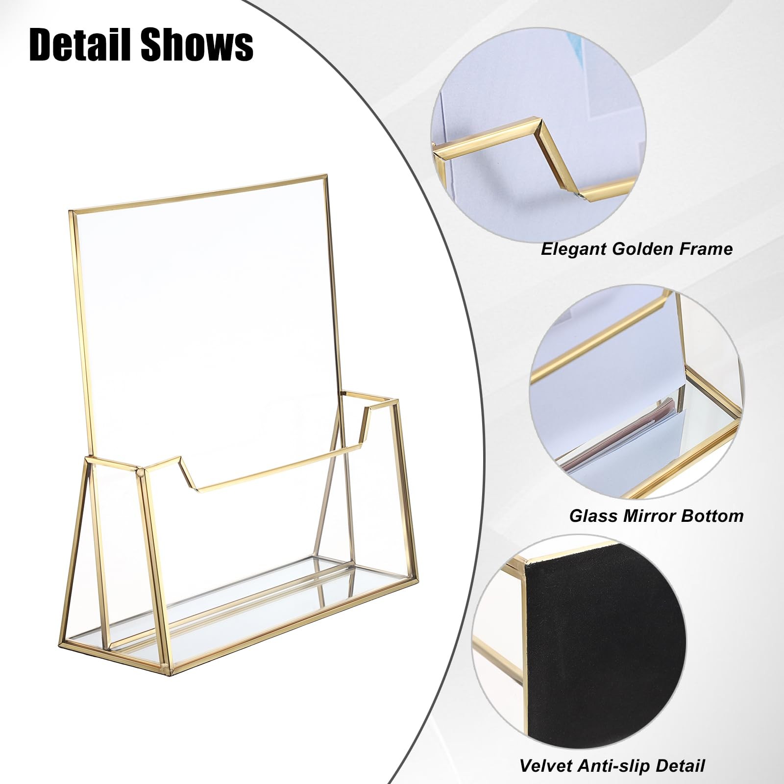 BTSKY Golden Glass Brochure Holder 8.5 x 11 Inches, Countertop Clear+Gold