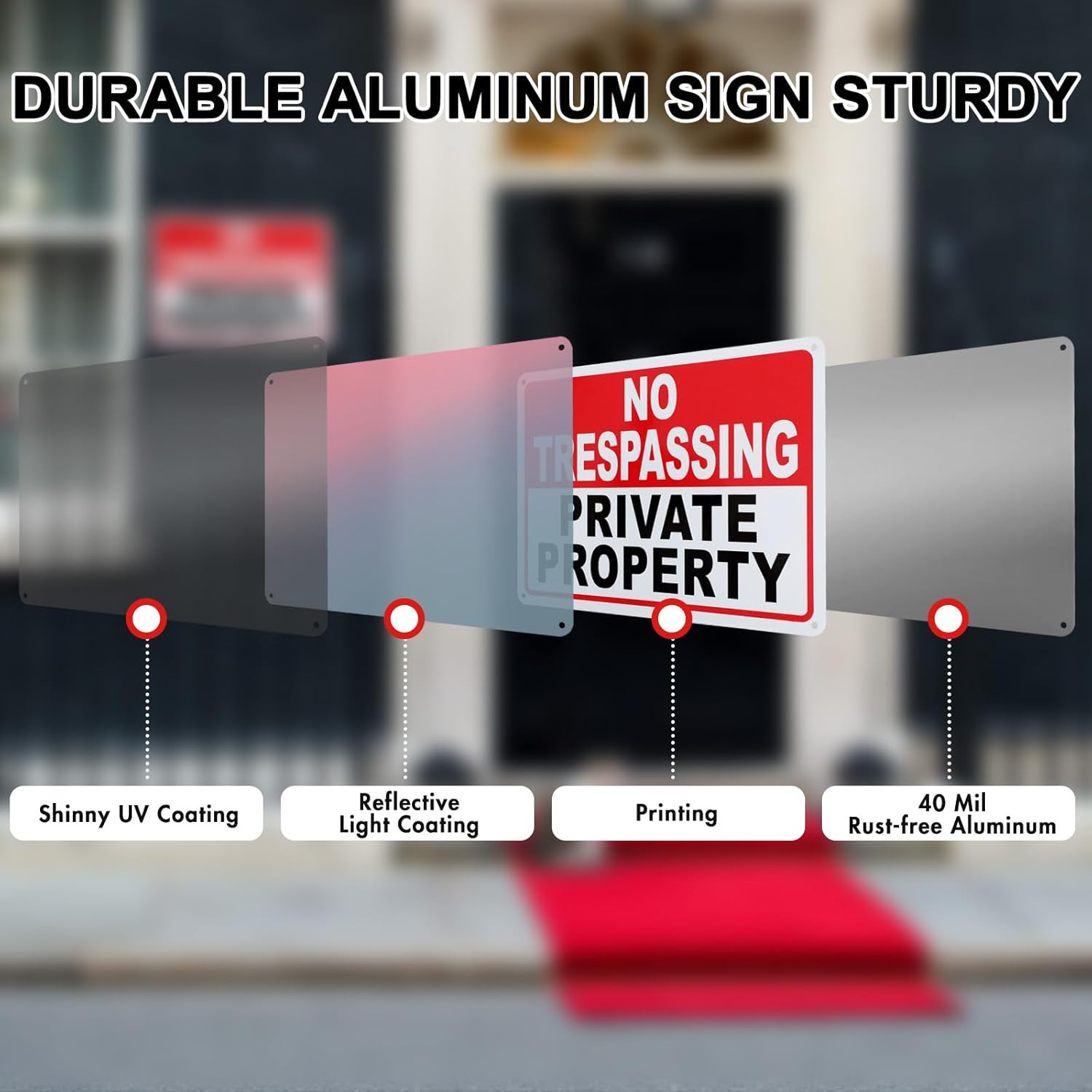 2 Pack No Trespassing Signs Private Property – 10×7 Inch 40 Mil Rust Free Alumin