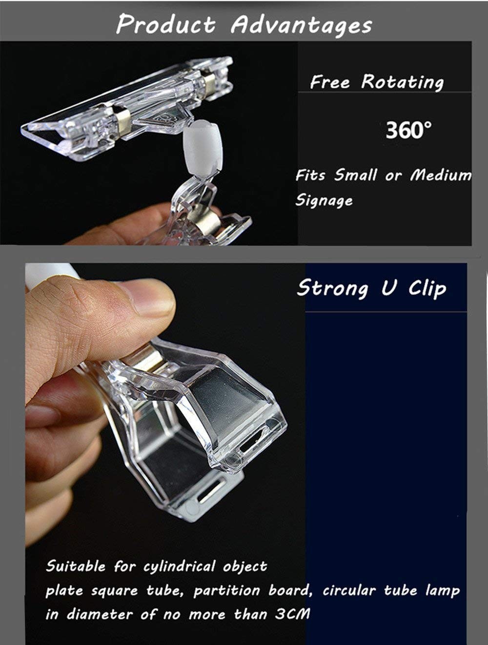 Lopalemry Plastic Merchandise Sign Clip Rotatable Pop Clip-on Holder 10 pack