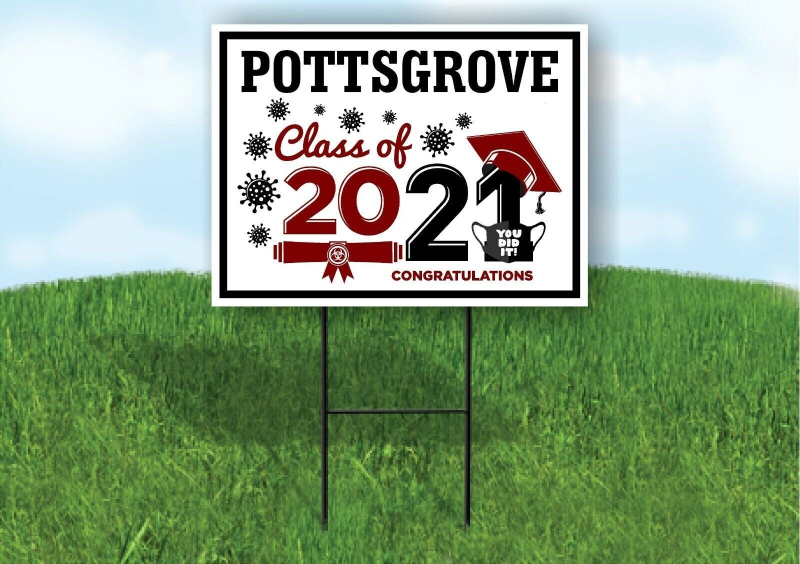 Pottsgrove Pottstown Class of 2021 Graduation Yard Sign with Stand LAWN SIGN