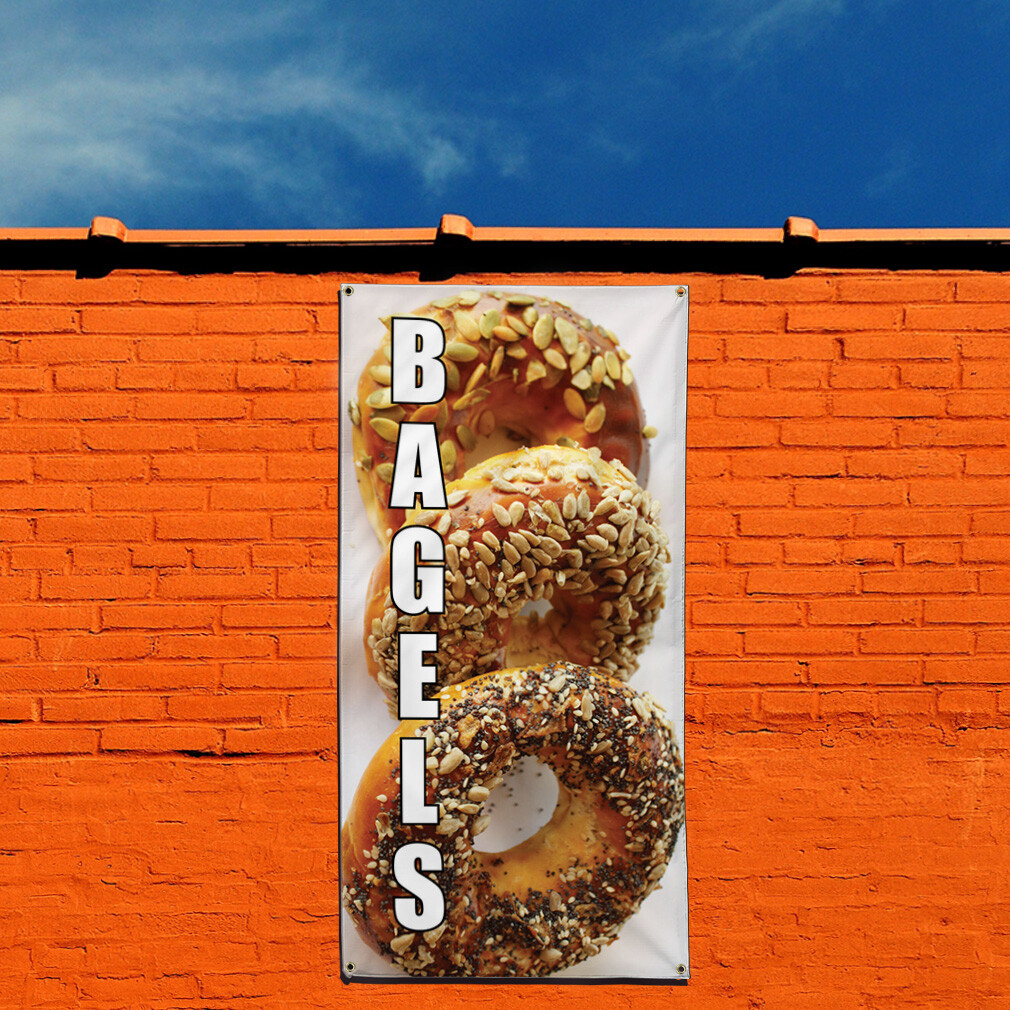 Vertical Vinyl Banner Multiple Sizes Bagels Food and Drink Restaurant and Food