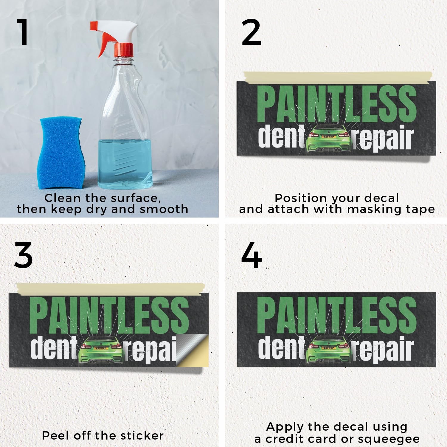 Paintless Dent Repair Vinyl Decal 36 Inch x 14 Inch Weatherproof Heavy-Duty A…