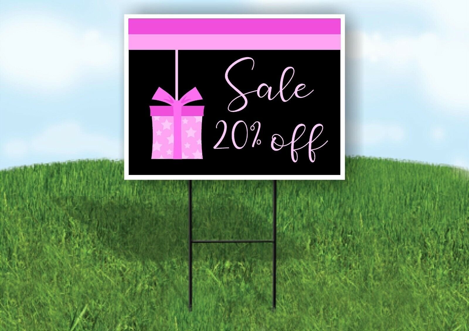 PINK PRESENT 20% OFF SALE Yard Sign with Stand LAWN SIGN