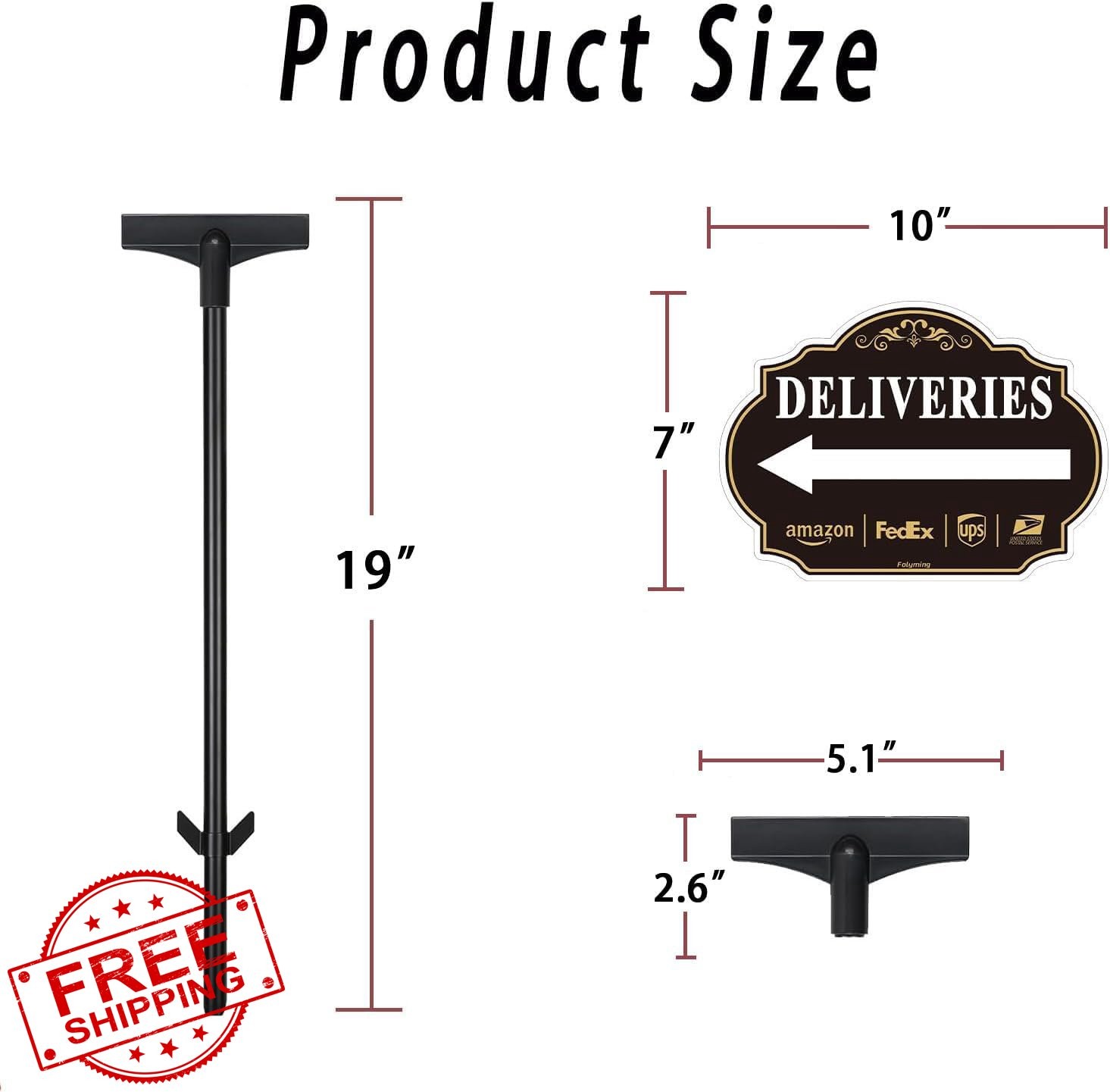 Folyming Left Arrow Yard Sign 10&Prime;x7&Prime; w/ 19&Prime; Stake