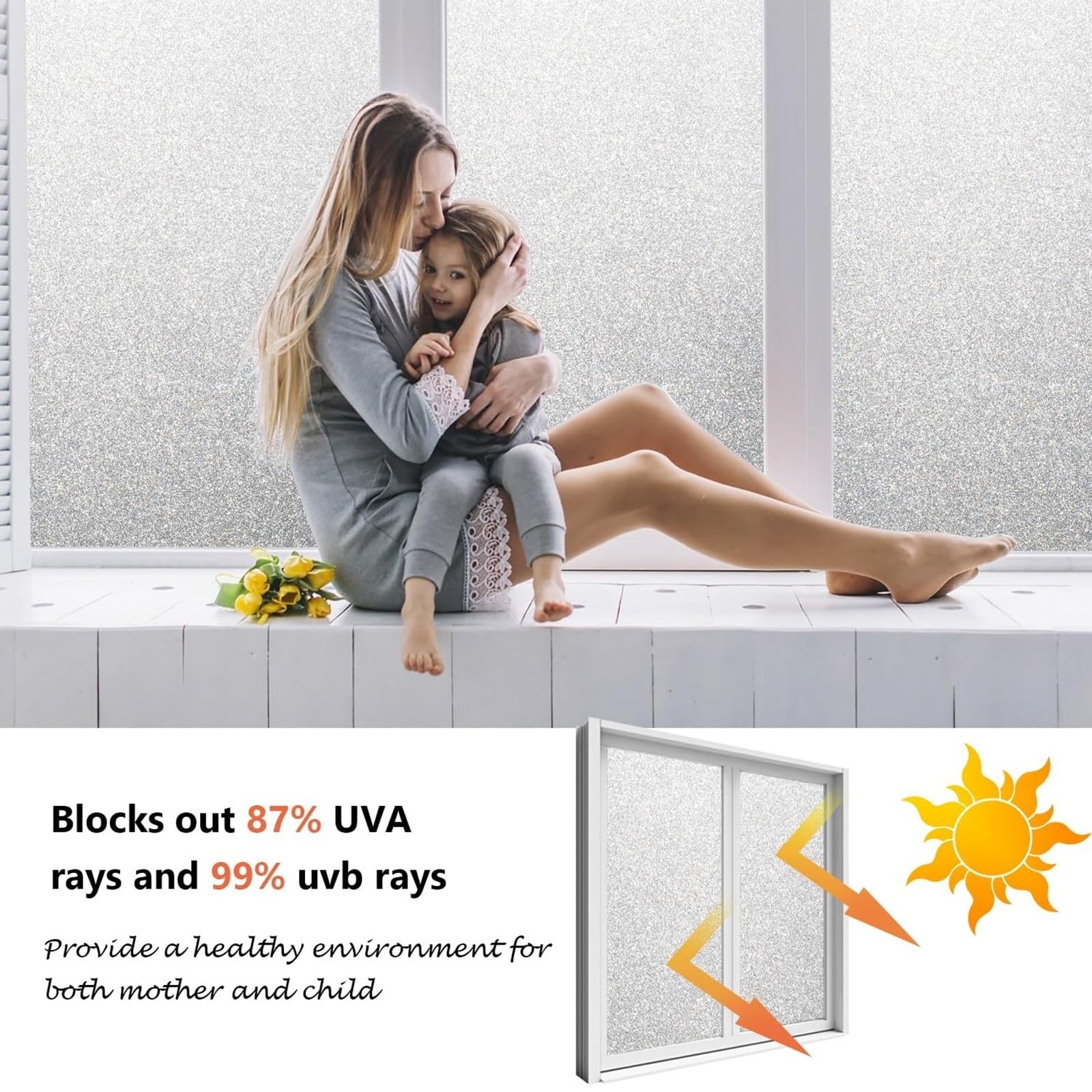 LEMON CLOUD Window Privacy Film, Frosted Glass Window Film, Glass Door Privac…