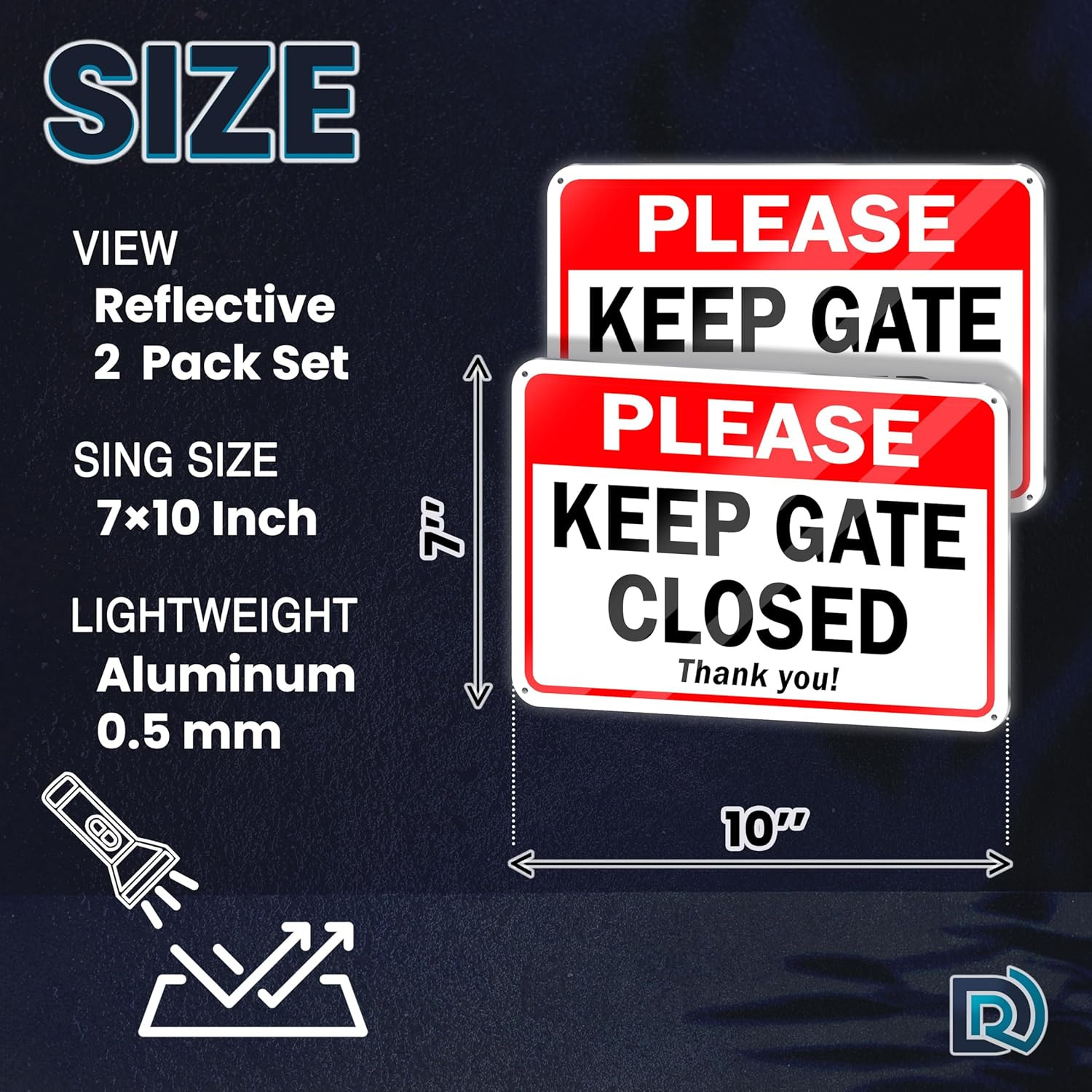 2 PC Please Keep Gate Closed Sign, 7X10 Aluminum Keep Close Gate Sign