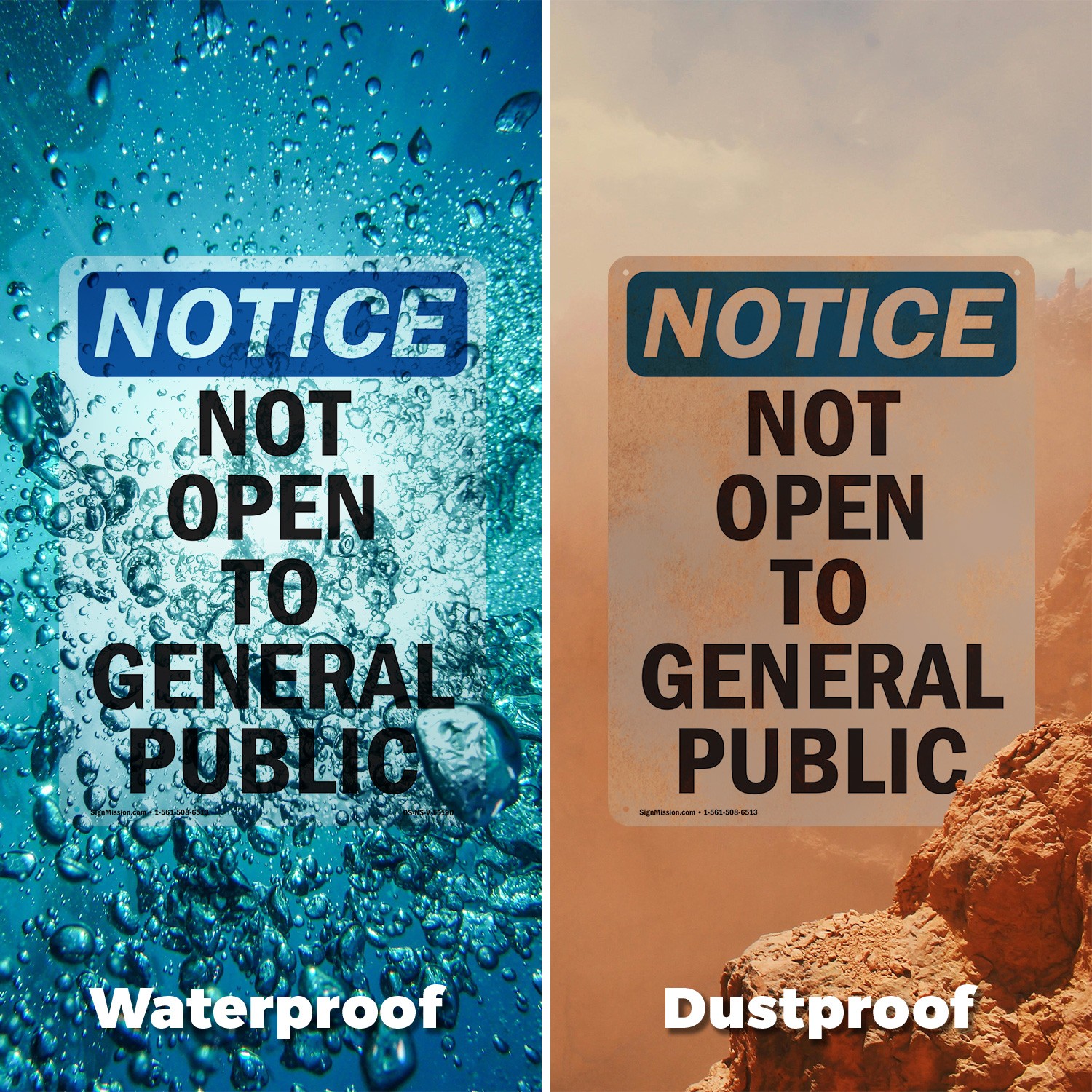 Not Open To General Public OSHA Notice Sign Metal, Plastic, Decal 5 or 10 Pack