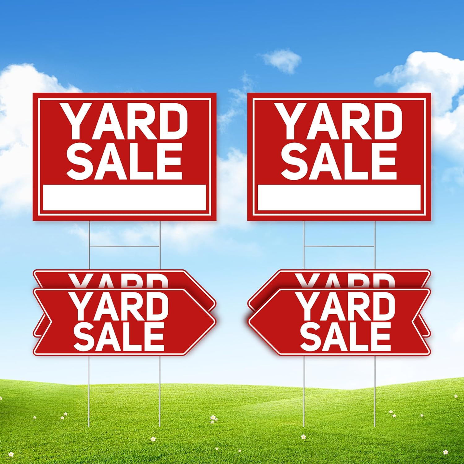 6 Pcs Yard Sale Signs with Stakes 2-Pack Large Yard Sale Signs 17&Prime; X 12&Prime; and …